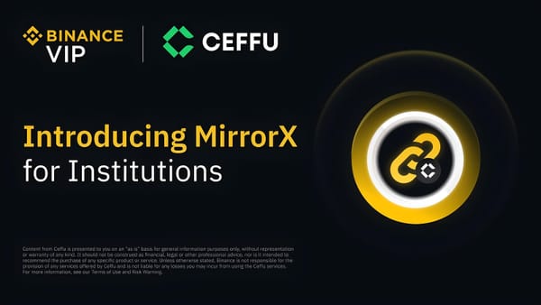 Binance Enables VIP Clients to Safeguard Assets on Third-Party Platform MirrorX