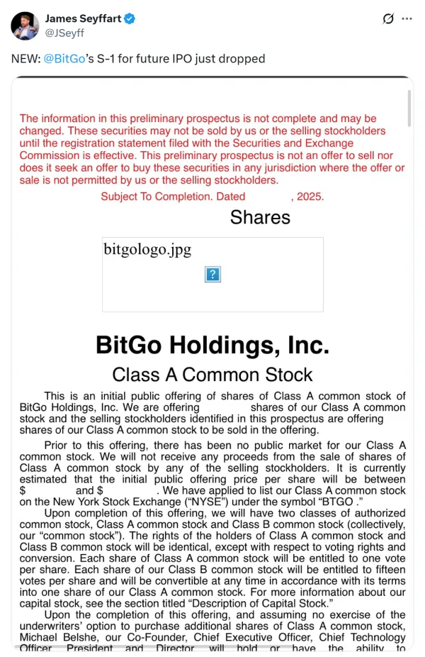 BitGo nộp hồ sơ IPO tại Mỹ với 90,3 tỷ USD tài sản lưu ký, nhắm tới niêm yết trên NYSE